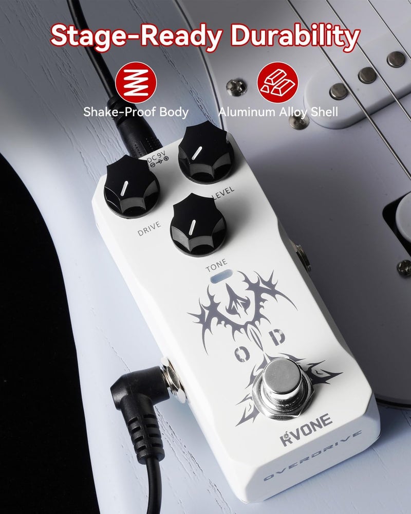 RVONE Overdrive Guitar Pedal, Tube Screamer Guitar Pedal, Guitar Effects Pedal for Electric Guitar, Analog Guitar Effects Pedal, True Bypass - Image 2
